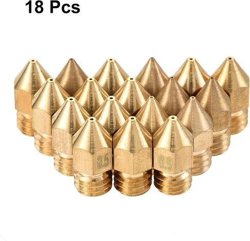 uxcell 0.5mm 3D Printer Nozzle, 18pcs M6 Thread for MK8 3mm Extruder Print, Brass in Saudi Arabia