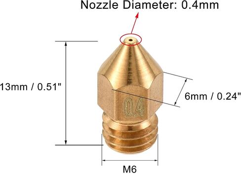 uxcell 0.5mm 3D Printer Nozzle, 18pcs M6 Thread for MK8 3mm Extruder Print, Brass in Saudi Arabia