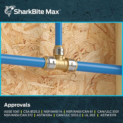 SharkBite Max 3/4 Inch x 3/4 Inch x 1/2 Inch Reducing Tee, Push To Connect Brass Plumbing Fitting, PEX Pipe, Copper, CPVC, PE-RT, HDPE, UR412A in Saudi Arabia