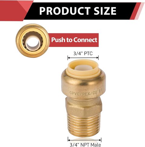 (Pack of 2) EFIELD 3/4 Inch x 3/4 Male Adapter Push to Connect Pex Copper, CPVC, 3/4 Inch, with a Disconnect Tool in Saudi Arabia