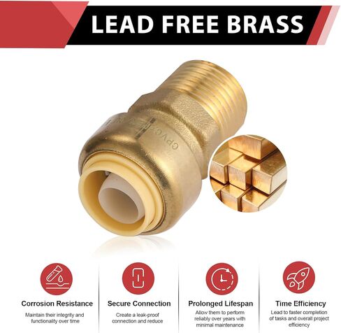 (Pack of 2) EFIELD 3/4 Inch x 3/4 Male Adapter Push to Connect Pex Copper, CPVC, 3/4 Inch, with a Disconnect Tool in Saudi Arabia