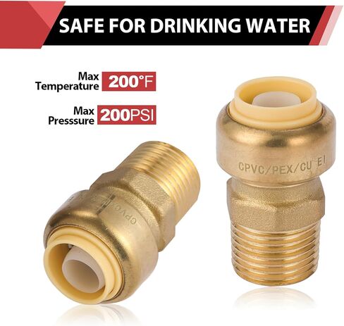 (Pack of 2) EFIELD 3/4 Inch x 3/4 Male Adapter Push to Connect Pex Copper, CPVC, 3/4 Inch, with a Disconnect Tool in Saudi Arabia
