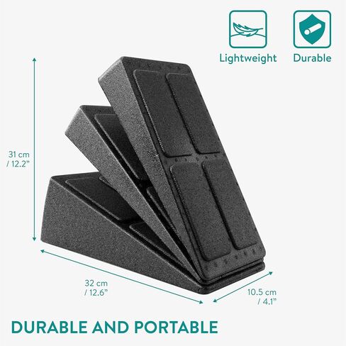 Navaris Squat Wedge Block - Set of 2 - Adjustable Foot & Calf Stretcher - Durable Yoga Blocks also for Gymnastics - Foam Slant Board for Strength & Flexibility in Saudi Arabia