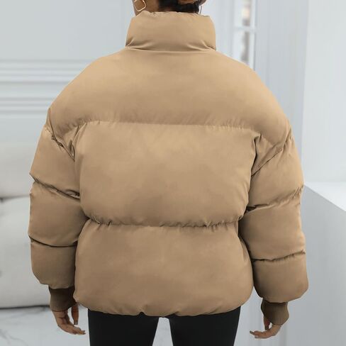 سترة شتوية منتفخة للنساء معاطف فضفاضة وأكمام طويلة وسترات منتفخة بسحاب in Kuwait