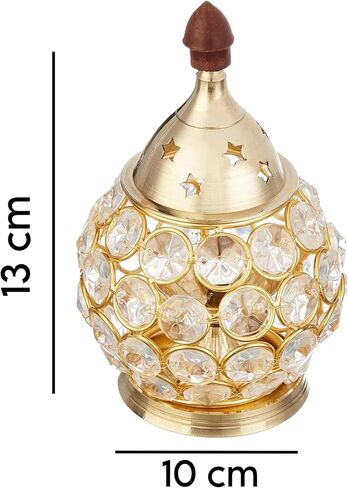 Brass Crystal Matki Akhand Diya Crystal Oil Lamp for Diwali Decoration & Pooja | Traditional Indian Oil Lamp for Festival Season | Home Decor | Ideal Gift – Pack of 1 (5.50 Inches) in Kuwait