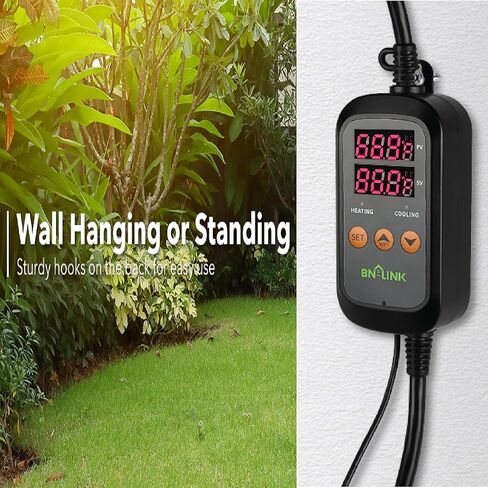 جهاز التحكم الرقمي في درجة الحرارة BN-LINK، قابس جهاز التحكم في درجة الحرارة بمنفذ تبريد على مرحلتين للزواحف وأحواض السمك وتربية البيرة المنزلية وإنبات البذور درجة مئوية/درجة فهرنهايت -40-176 درجة فهرنهايت 15 أمبير/1875 وات in Kuwait