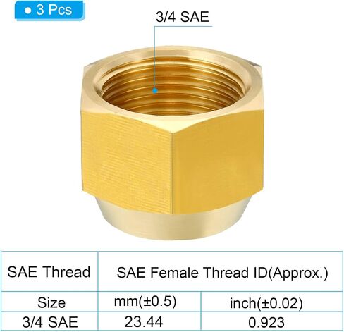 patikil 3/4 sae موضوع النحاس مضيئة الجوز، 3 حزمة 45 درجة متوهج أنبوب تركيب الجوز الهيدروليكي المناسب لخط الغاز المياه مكيف الهواء، سطح لامع in Saudi Arabia