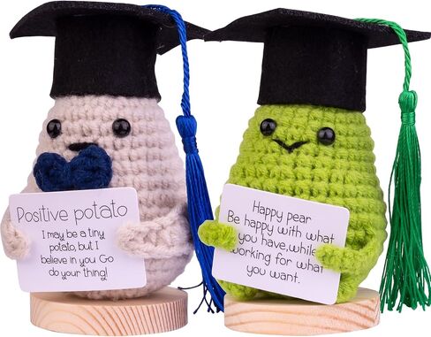 2024 Graduation Gift 2PS Emotional Support Pickle Potato, Cute Knitted Crochet Potato Doll with Doctoral Hat Toy with Room Decoration(A7) in Saudi Arabia