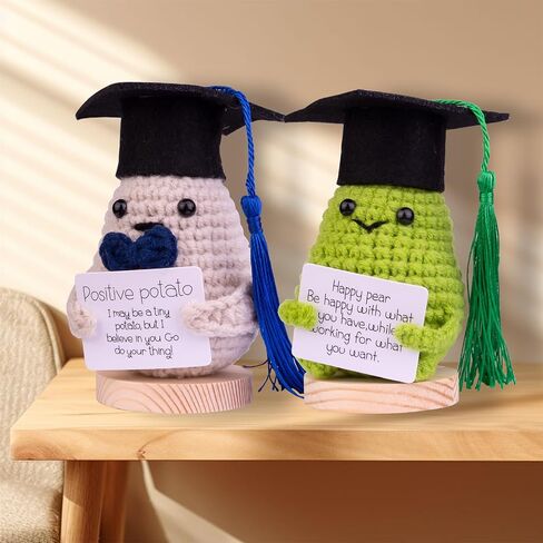 2024 Graduation Gift 2PS Emotional Support Pickle Potato, Cute Knitted Crochet Potato Doll with Doctoral Hat Toy with Room Decoration(A7) in Saudi Arabia
