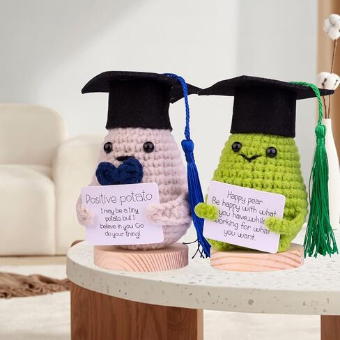 2024 Graduation Gift 2PS Emotional Support Pickle Potato, Cute Knitted Crochet Potato Doll with Doctoral Hat Toy with Room Decoration(A7) in Saudi Arabia