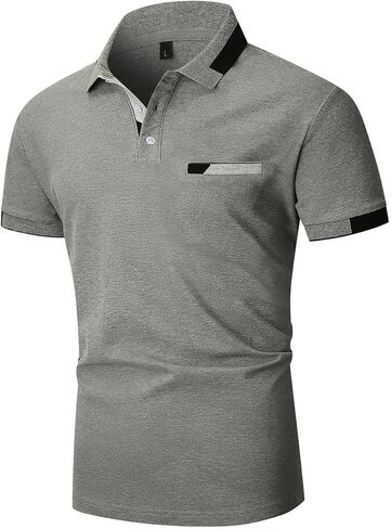 قمصان بولو رجالي بأكمام قصيرة عادية تناسب سريعة الجفاف قميص بولو جولف عادية تي شيرت قمصان بياقة كم قصير in Kuwait