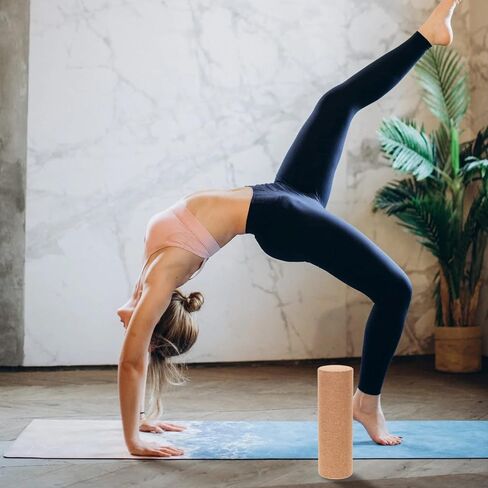 Yoga Blocks Cork Roller Fitness Yoga Roller Exercise Physical Exercise Deep Tissue Muscle Massage Portable Yoga Cylinder Back Bend Training for Legs Back Muscles in Saudi Arabia