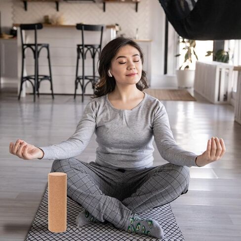 Yoga Blocks Cork Roller Fitness Yoga Roller Exercise Physical Exercise Deep Tissue Muscle Massage Portable Yoga Cylinder Back Bend Training for Legs Back Muscles in Saudi Arabia