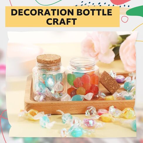 Nuenen 50 جهاز كمبيوتر شخصى 2 أوقية زجاجات الفن الرمل البلاستيكية مع سدادات الفلين حاويات صغيرة واضحة لفن الرمل زجاجات جرعة قارورة صغيرة الجرار البلاستيكية مع الأغطية الفنون واللوازم الحرفية للأطفال DIY in Kuwait