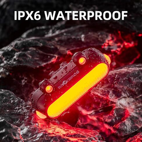 ROCKBROS Bike Taillight - IPX6 Waterproof, USB Rechargeable Rear Bike Light, 6 Lighting Modes, Rear Bicycle Brake Tailight for Men Women Kids in Saudi Arabia