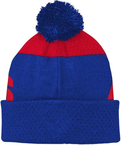 Outerstuff Detroit Pistons Youth Size Collegiate Arch Mesh Cuffed with Pom Beanie Knit Hat Blue in Saudi Arabia