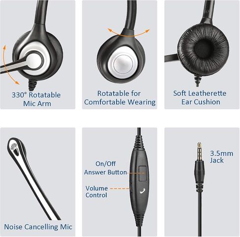 Headset with Mic, USB Headset with Microphone for PC, Computer Headset with Noise Cancelling Microphone for Laptop,Wired Headset with Mute in-line Control for Office Online Class Skype Zoom Meetings in Saudi Arabia