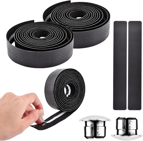 2 Pcs Bike Handlebar Tape, Road Bike Handlebar Tape, Eva Non Slip Self-Adhesive Bicycle Handlebar Tape, Enhance Bike Grip (Black) in Saudi Arabia
