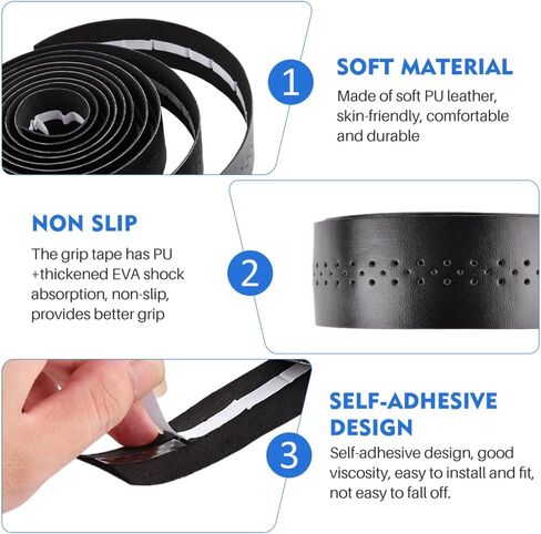 2 Pcs Bike Handlebar Tape, Road Bike Handlebar Tape, Eva Non Slip Self-Adhesive Bicycle Handlebar Tape, Enhance Bike Grip (Black) in Saudi Arabia