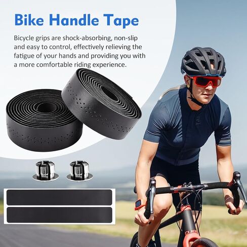 2 Pcs Bike Handlebar Tape, Road Bike Handlebar Tape, Eva Non Slip Self-Adhesive Bicycle Handlebar Tape, Enhance Bike Grip (Black) in Saudi Arabia