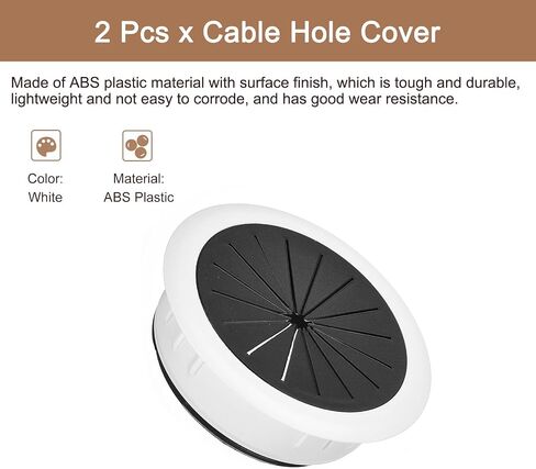 uxcell 2Pcs Cable Hole Cover, 2 Inch (50mm) ABS Desk Cable Wire Cord Grommet Hole Cover for Office Computer Desk Wire Organizer, Brown in Saudi Arabia