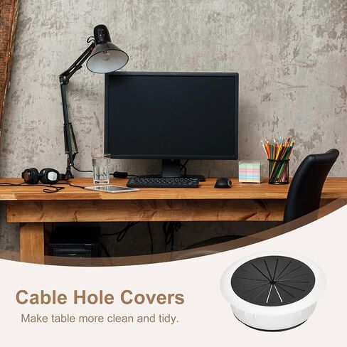 uxcell 2Pcs Cable Hole Cover, 2 Inch (50mm) ABS Desk Cable Wire Cord Grommet Hole Cover for Office Computer Desk Wire Organizer, Brown in Saudi Arabia