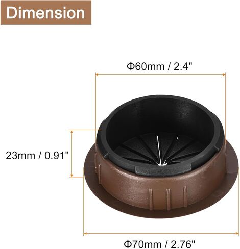 uxcell 2Pcs Cable Hole Cover, 2 Inch (50mm) ABS Desk Cable Wire Cord Grommet Hole Cover for Office Computer Desk Wire Organizer, Brown in Saudi Arabia