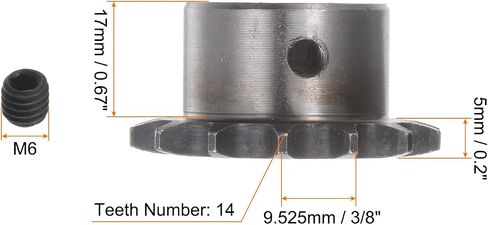 ضرس سلسلة دوارة HARFINGTON DIN/ISO 06B 14T الملعب 3/8 "16 مم تتحمل A3 ترس محرك من الفولاذ الكربوني in Saudi Arabia
