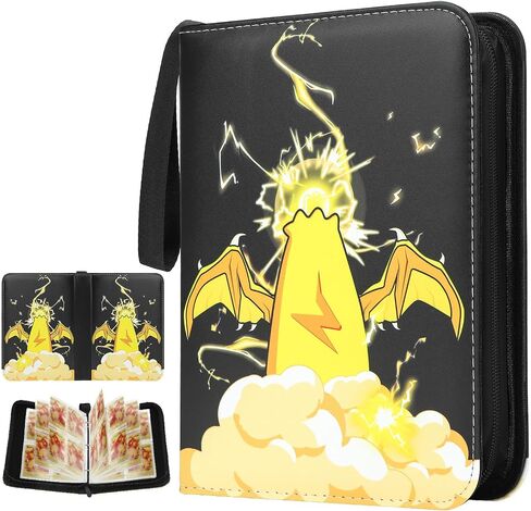 Card Binder For Pokemon Cards 4-Pocket Sleeves with 440 Cards Holder,Game Collection Binder Card Holder(Yellow) in Saudi Arabia