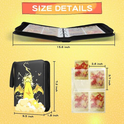 Card Binder For Pokemon Cards 4-Pocket Sleeves with 440 Cards Holder,Game Collection Binder Card Holder(Yellow) in Saudi Arabia