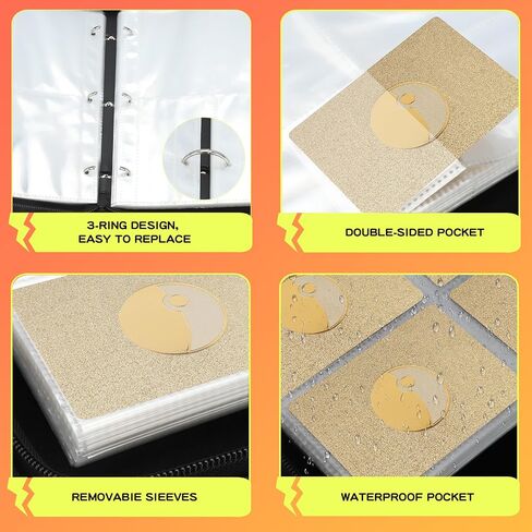 Card Binder For Pokemon Cards 4-Pocket Sleeves with 440 Cards Holder,Game Collection Binder Card Holder(Yellow) in Saudi Arabia