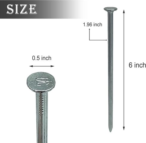 Metal Nails; 6-Inch 144 Pcs Landscape Anchoring Spikes for Paver Edging, Weed Barriers, Turf, House Construction, Carpentry Nail, Tent, Anchoring Stakes (144-6in) in Saudi Arabia