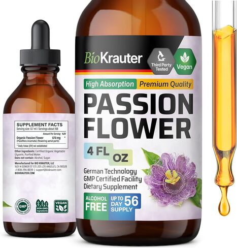 Passionflower Tincture - Organic Passion Flower Extract for Mood Support - Alcohol and Sugar Free - Vegan Drops 2 Fl.Oz. in Saudi Arabia