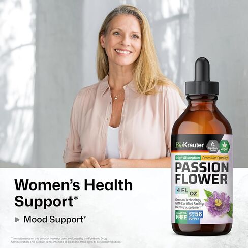 Passionflower Tincture - Organic Passion Flower Extract for Mood Support - Alcohol and Sugar Free - Vegan Drops 2 Fl.Oz. in Saudi Arabia