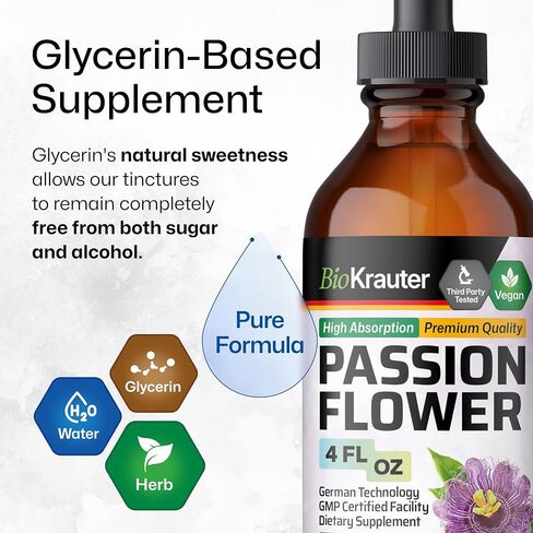 Passionflower Tincture - Organic Passion Flower Extract for Mood Support - Alcohol and Sugar Free - Vegan Drops 2 Fl.Oz. in Saudi Arabia