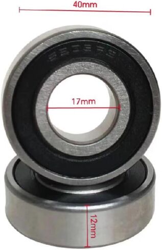 6203-2RSbearing Steel Double Rubber Seal Bearings 17x40x12mm, Pre-Lubricated and Stable Performance and Cost Effective, Deep Groove Ball Bearings(2 Pcs) in Kuwait