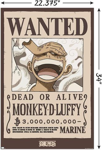 Trends International One Piece - Monkey D Luffy Wanted Poster Wall Poster, 22.37" x 34.00", Unframed Version in Saudi Arabia