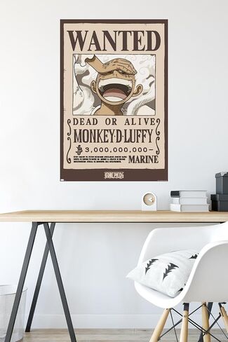 Trends International One Piece - Monkey D Luffy Wanted Poster Wall Poster, 22.37" x 34.00", Unframed Version in Saudi Arabia