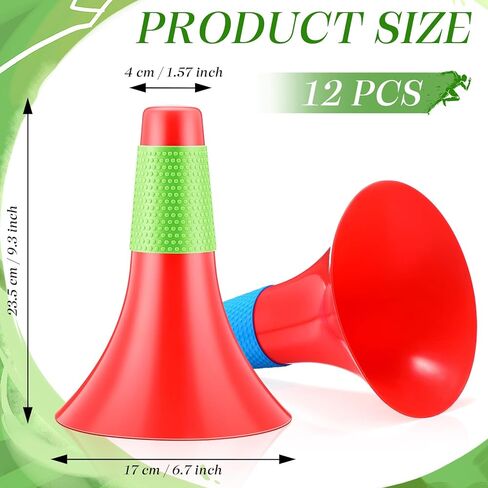 Tuanse 12 حزمة من المخاريط الرياضية لتدريب خفة الحركة مقاس 9 بوصة، مخاريط مرنة مع حقيبة حمل، مخاريط تدريب كرة السلة، مخاريط رياضية بلاستيكية لخفة الحركة للتدريبات الداخلية والخارجية (أحمر) in Kuwait