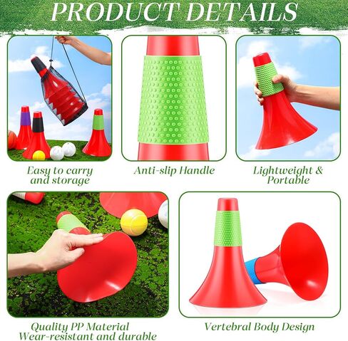 Tuanse 12 حزمة من المخاريط الرياضية لتدريب خفة الحركة مقاس 9 بوصة، مخاريط مرنة مع حقيبة حمل، مخاريط تدريب كرة السلة، مخاريط رياضية بلاستيكية لخفة الحركة للتدريبات الداخلية والخارجية (أحمر) in Kuwait