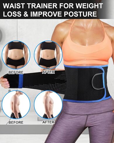 Waist Trainer - Pressure Training Belt for Women Men, Breathable Waist Trimmer, Fitness Sweat Belt for Home Office in Saudi Arabia