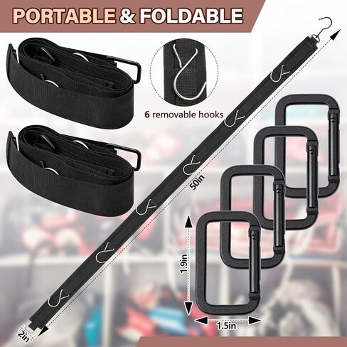 50 Inch Portable Hockey Gear Hanger Strap Vertical or Horizontal Drying Rack Hockey Equipment Drying Organizer Hockey Stuff Hanger Drying Rack with 2 Adjustable Hook Camping Outdoor in Saudi Arabia
