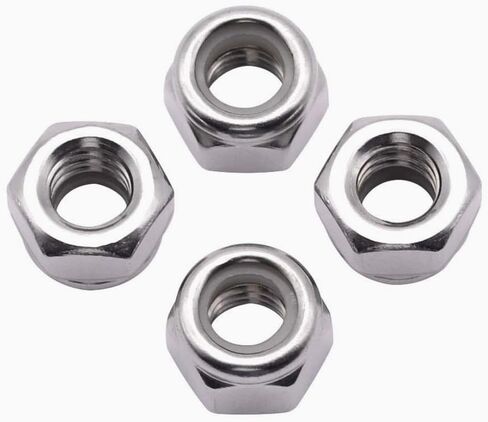 3/8 بوصة - M10-1.5 صواميل سداسية مدمجة من النايلون بخيط قياسي (12 عبوة)، 304 صامولة قفل مقاومة للصدأ، صامولة قفل سداسية بلمسة نهائية in Kuwait