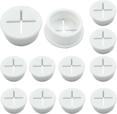 Hitefu 12Pcs 1 Inch Rubber Desk Grommet, Flexible Wire Cord Grommets, Silicone Cable Hole Cover for Office Desk Table Furniture Wall Organizer (White) in Kuwait