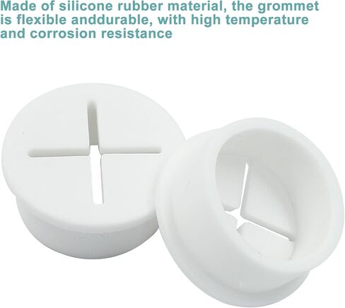 Hitefu 12Pcs 1 Inch Rubber Desk Grommet, Flexible Wire Cord Grommets, Silicone Cable Hole Cover for Office Desk Table Furniture Wall Organizer (White) in Kuwait