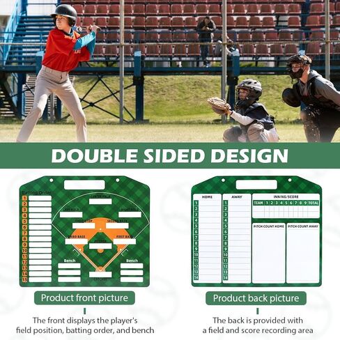 Magnetic Baseball Lineup Board, Dry Erase Coaching Baseball Clipboard with 30pcs Lineup Strip, 2 Markers and Buckle, Portable Dugout Baseball Clipboard for Coaches in Saudi Arabia
