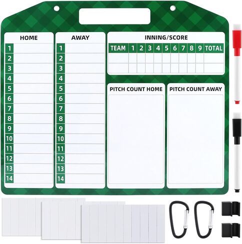 Magnetic Baseball Lineup Board, Dry Erase Coaching Baseball Clipboard with 30pcs Lineup Strip, 2 Markers and Buckle, Portable Dugout Baseball Clipboard for Coaches in Saudi Arabia