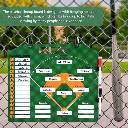 Magnetic Baseball Lineup Board, Dry Erase Coaching Baseball Clipboard with 30pcs Lineup Strip, 2 Markers and Buckle, Portable Dugout Baseball Clipboard for Coaches in Saudi Arabia