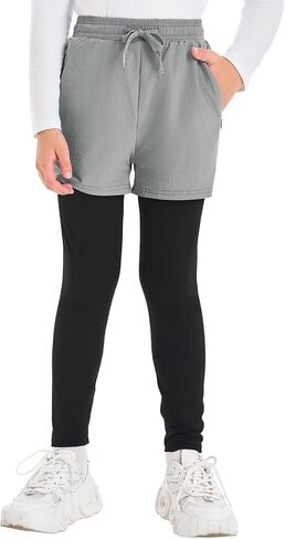 Haloumoning Boys Athletic 2 in 1 Shorts with Leggings Kids Workout Basketball Compression Pants with Zipper Pockets in Saudi Arabia