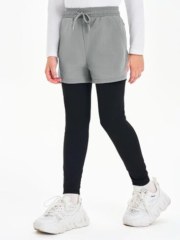 Haloumoning Boys Athletic 2 in 1 Shorts with Leggings Kids Workout Basketball Compression Pants with Zipper Pockets in Saudi Arabia